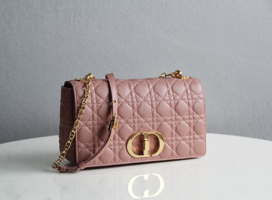 Large Dior Caro Bag Hydrangea Pink Supple Cannage Calfskin